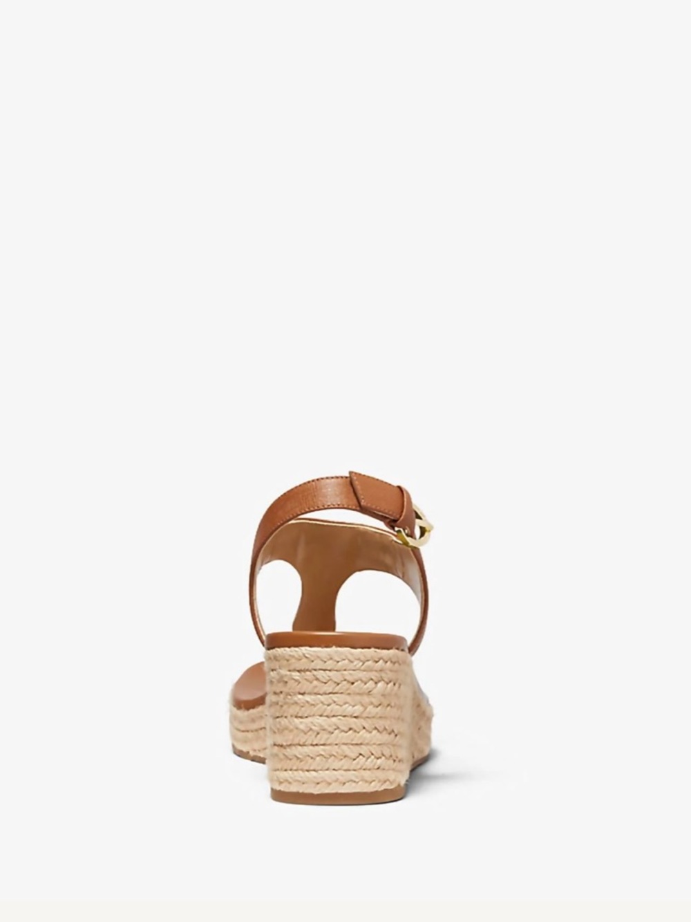 Michael Kors “Laney” brown vegan leather jute thong MK logo wedge sandals 8 - Picture 3 of 8